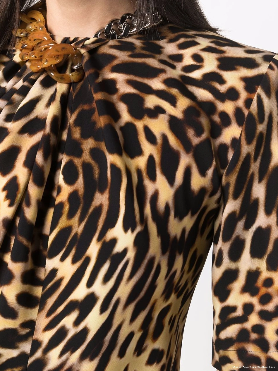 Affordable McCartney Women Stella leopard neck chain-embellished print dress 0825